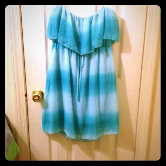 **SALE** Mint Ombré Strapless Ruffle Dress OR Top