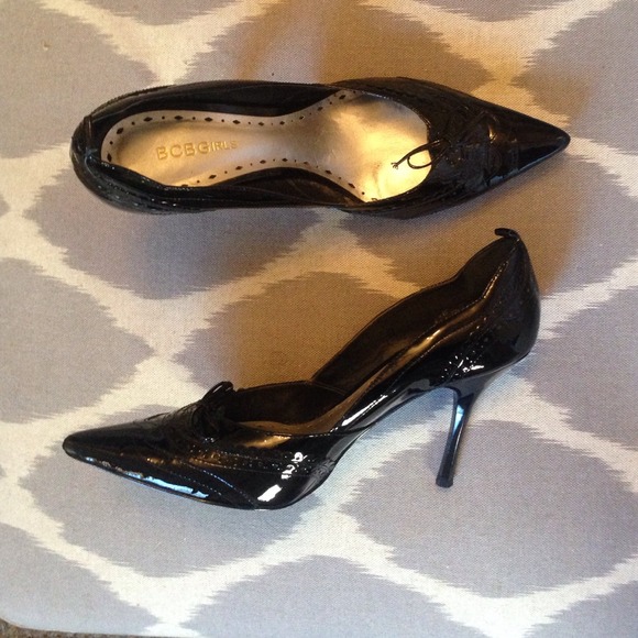 BCBG Girls Black patent pointed toe pumps