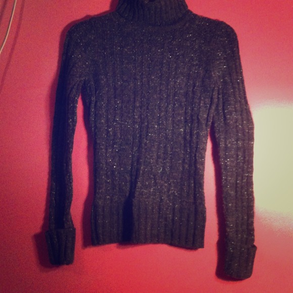 express grey sparkly turtle neck sweater