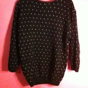 ❌SOLD❌ long navy sweater with white polka dots
