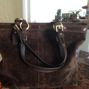 Authentic brown suede bag by Coach.