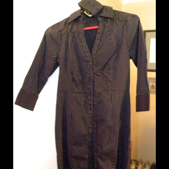 Express fitted button front pinstripe dress & belt