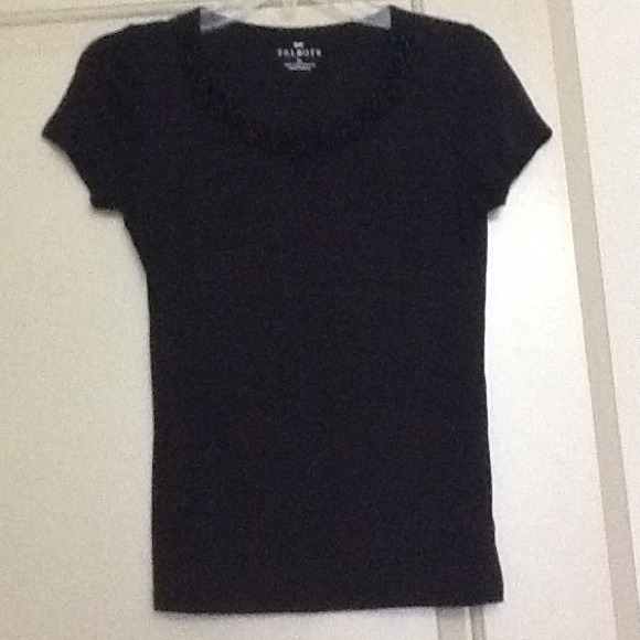 --SOLD-- Black Talbots Beaded Neck Top Tee