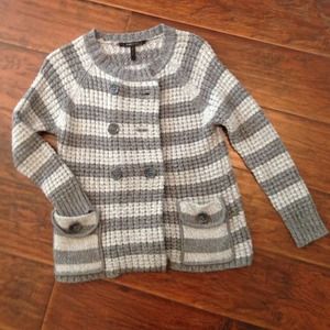 BCBGMAXAZRIA grey stripes button cardigan.