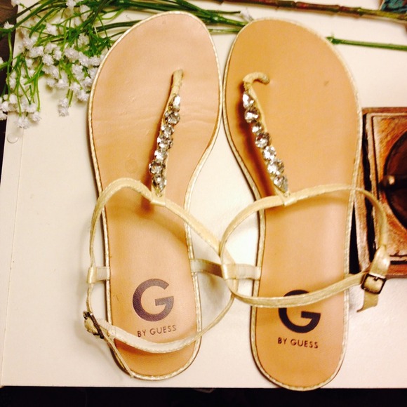G by Guess tan and rhinestone Sandals