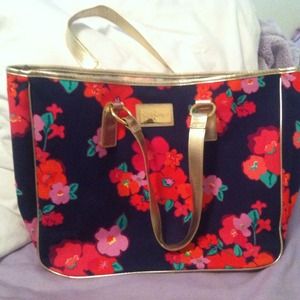 Lilly Pulitzer Bright Navy Garden Games tote