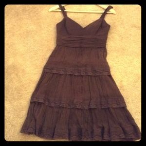 Brown BCBG eyelit ruffle dress