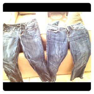 two pairs american eagle jeans size 4