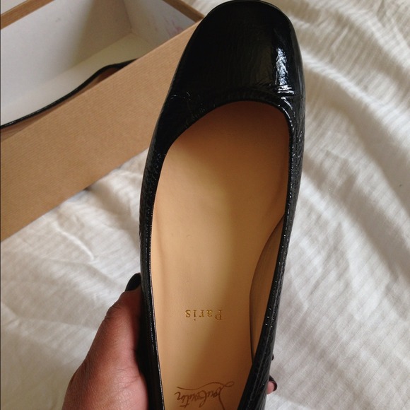 Christian Louboutin flat black patent leather