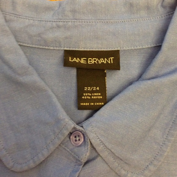 Blue linen shirt with ribbon tie - Picture 2 of 4