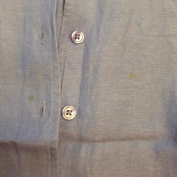 Blue linen shirt with ribbon tie - Picture 3 of 4