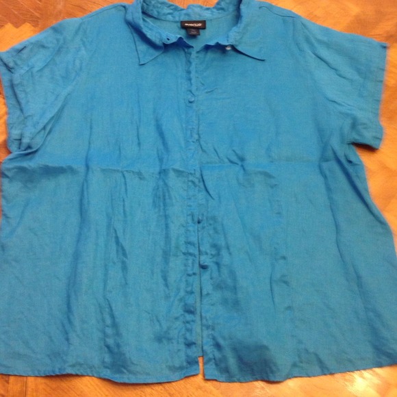 Turquoise linen top - Picture 1 of 4