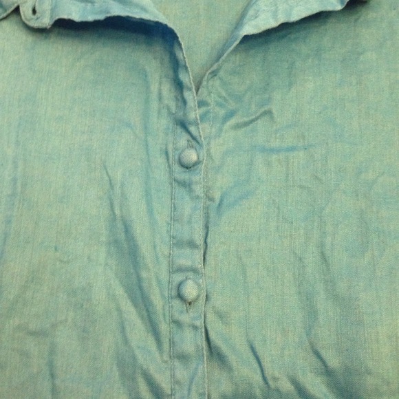 Turquoise linen top - Picture 3 of 4