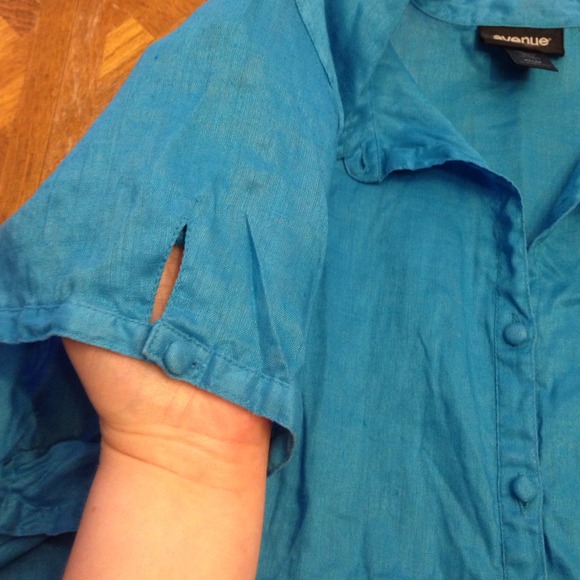 Turquoise linen top - Picture 4 of 4