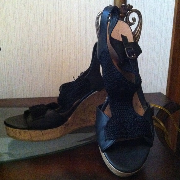 I'm selling Black Crochet Xhilaration wedges!