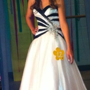 Party Time black and white bedazzled pageant dress
