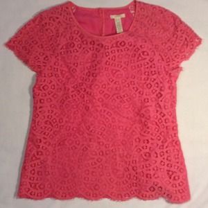 J CREW PINK RAINDROP LACE TOP 4