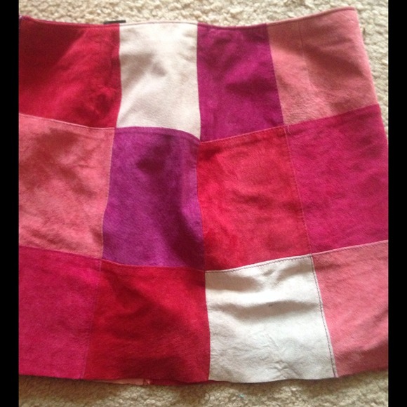 Suede multi colored mini skirt