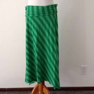 Ella Moss Foldover Midi Skirt - Green Stripe