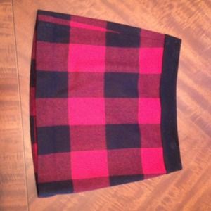 Jcrew red and black plaid skirt