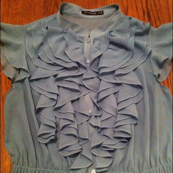 **bundled** Teal Chiffon Blouse - Picture 2 of 4