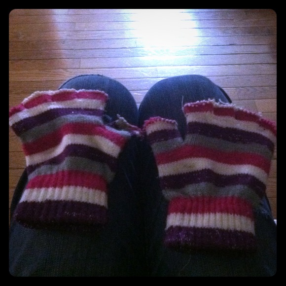 Striped Fingerless Winter Gloves