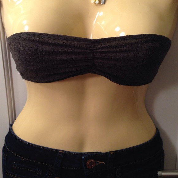 Grey and black lace bandeau