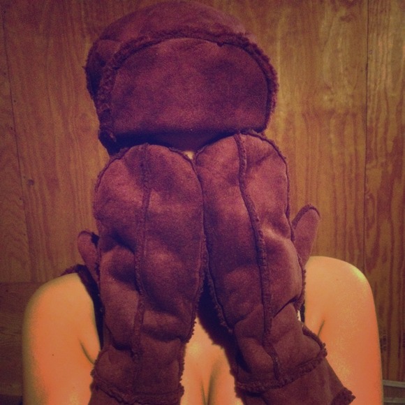 Bundle: Suede hat and mittens and AE hat and scarf