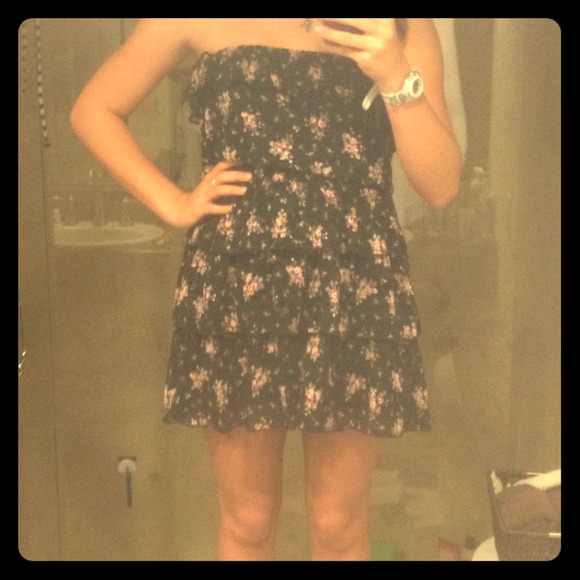 Floral print black dress
