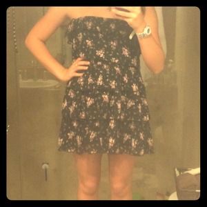 Floral print black dress