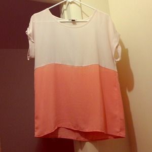 Pink color block top