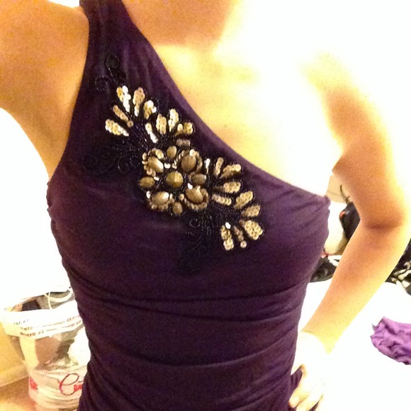 SOLD***Dark purple one shoulder top
