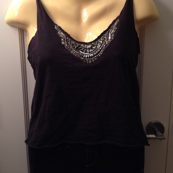 Embellished neckline tank