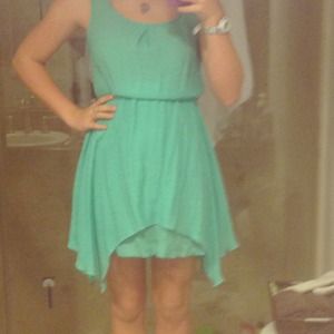 A greenish blueish dress