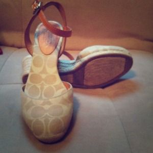 Coach ankle strap wedges