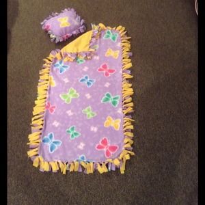 Handmade baby blanket and decorative pillow