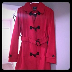 RESERVED!! Adorable red pea coat and tan cost.