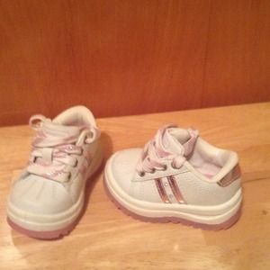 Pink and white baby sneakers