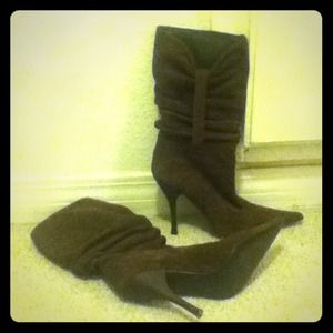 Brown suede boots