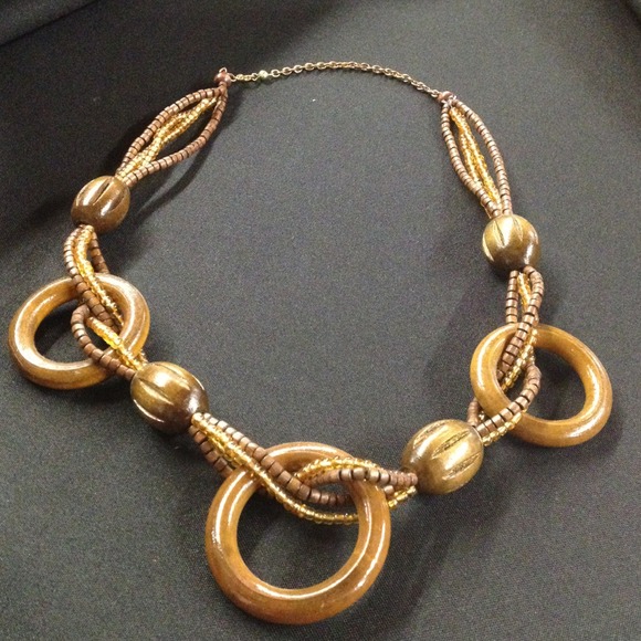 Wood bead necklace.