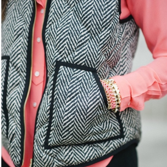 J. Crew quilted puffer vest herringbone, M, NWT