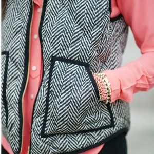 J. Crew quilted puffer vest herringbone, M, NWT