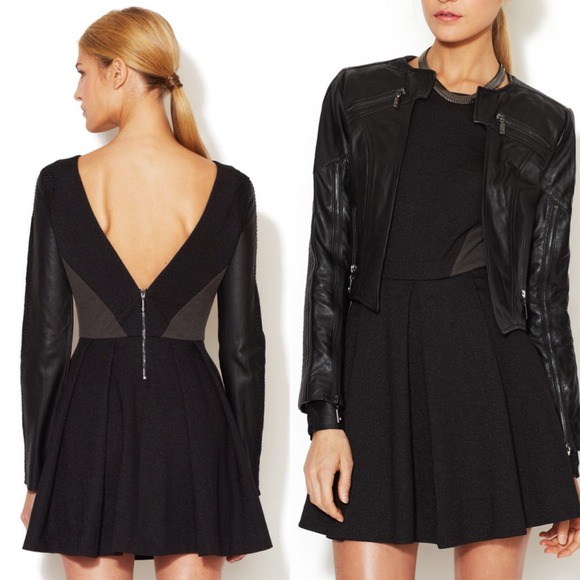 Stella & Jamie Leather Sleeve Dress - Picture 2 of 4