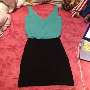 TRADED Teal bodycon dress NWOT
