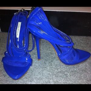Zara royal blue patent leather sandals