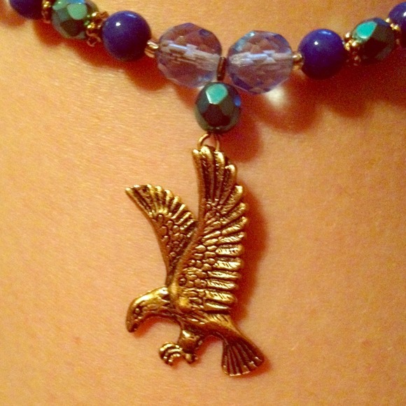 Blue and Gold Eagle Necklace - Picture 1 of 2