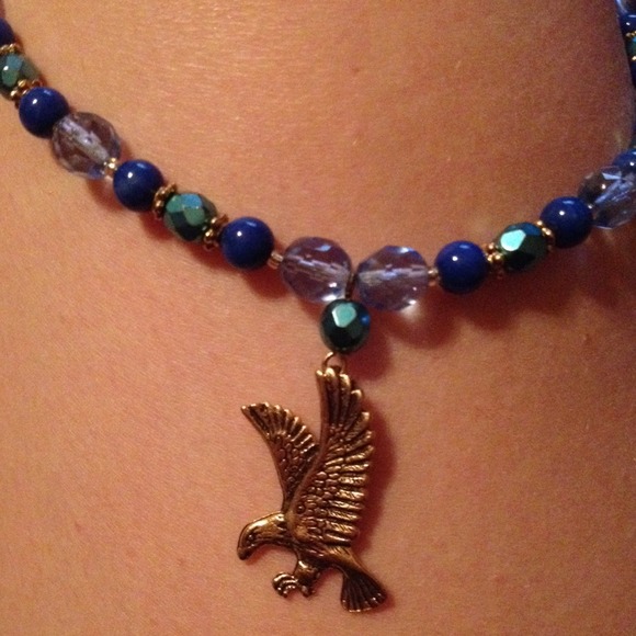 Blue and Gold Eagle Necklace - Picture 2 of 2