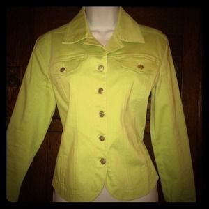 Lime green denim jacket!