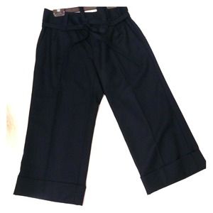 Black cuffed Capri dress pants with ribbon