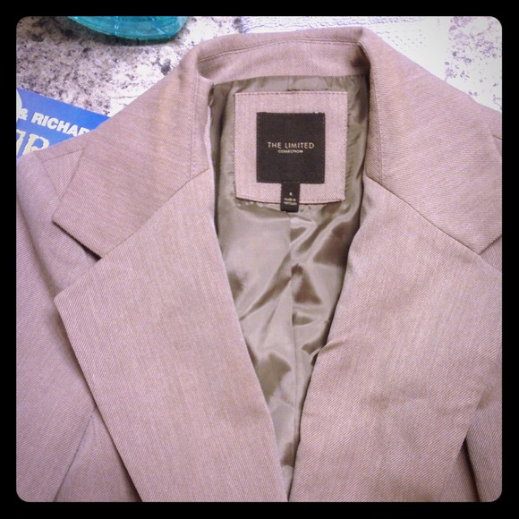 The Limited tan suit jacket & matching suit pants.